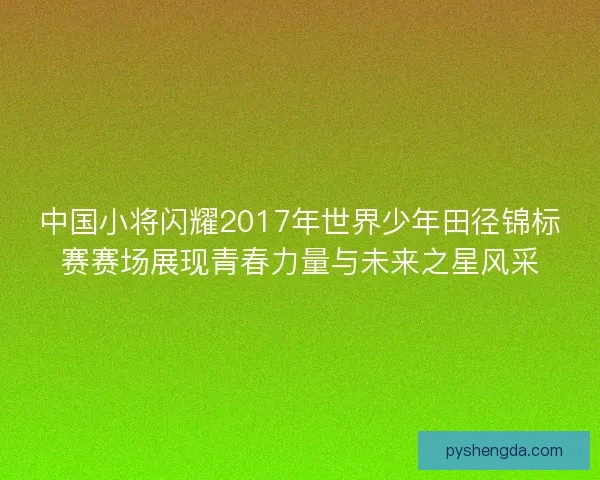 中国小将闪耀2017年世界少年田径锦标赛赛场展现青春力量与未来之星风采