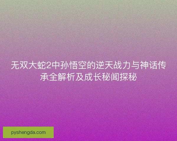 无双大蛇2中孙悟空的逆天战力与神话传承全解析及成长秘闻探秘