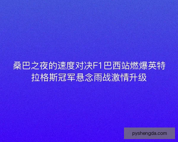 桑巴之夜的速度对决F1巴西站燃爆英特拉格斯冠军悬念雨战激情升级